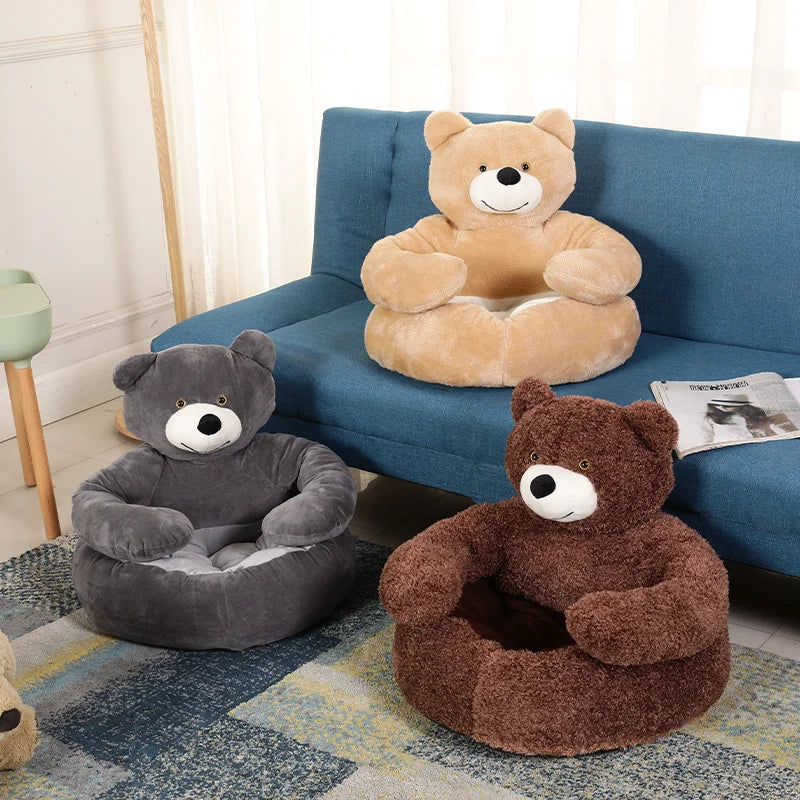 Snugpaws Plush Bear Pet Bed for Winter Comfort at Home