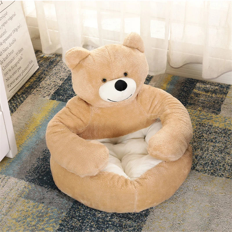 Snugpaws Plush Bear Pet Bed for Winter Comfort at Home