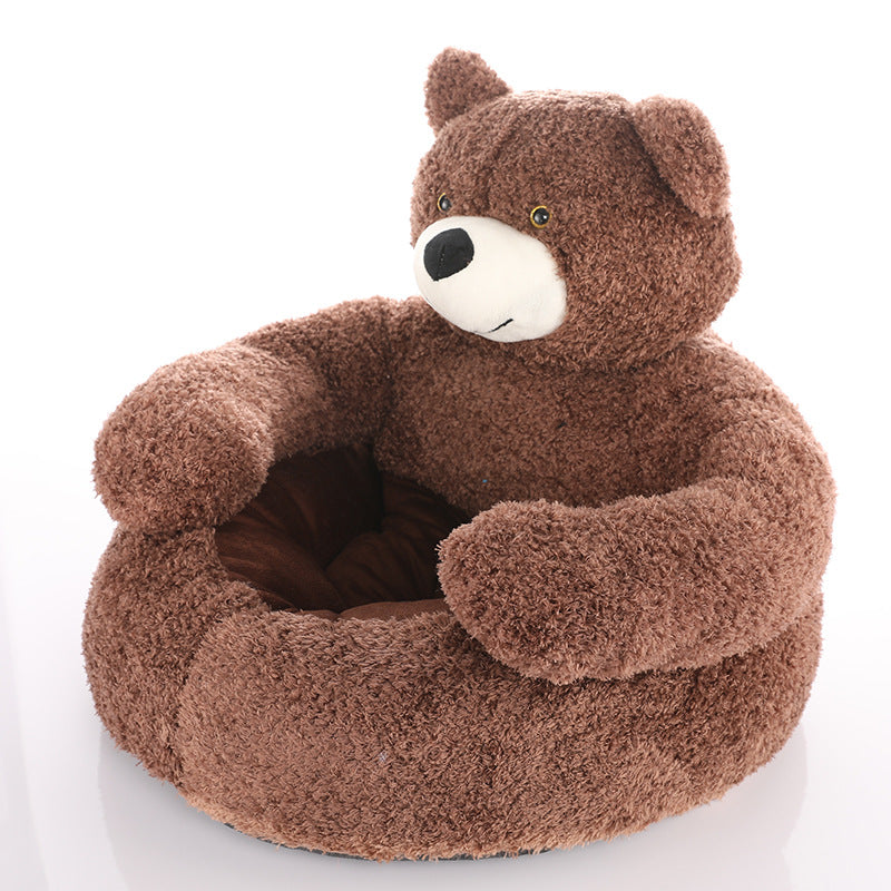 Snugpaws Plush Bear Pet Bed for Winter Comfort at Home