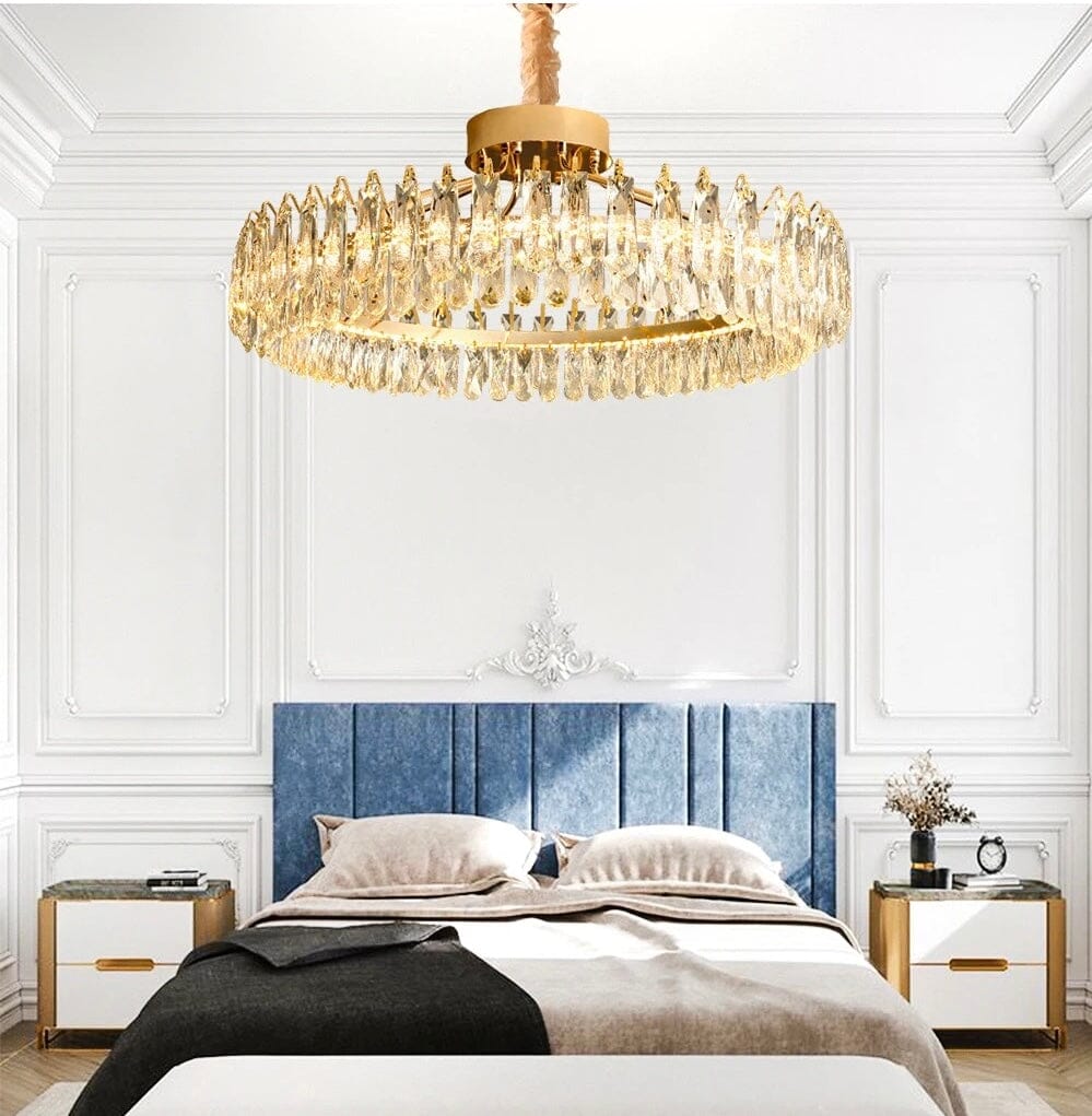 LumaAura krystalltaklampe med gull- eller kromfinish for moderne rom
