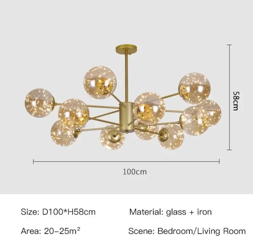 Luminex glazen kroonluchter met ijzeren frame LED-gloed 12 of 16 armen