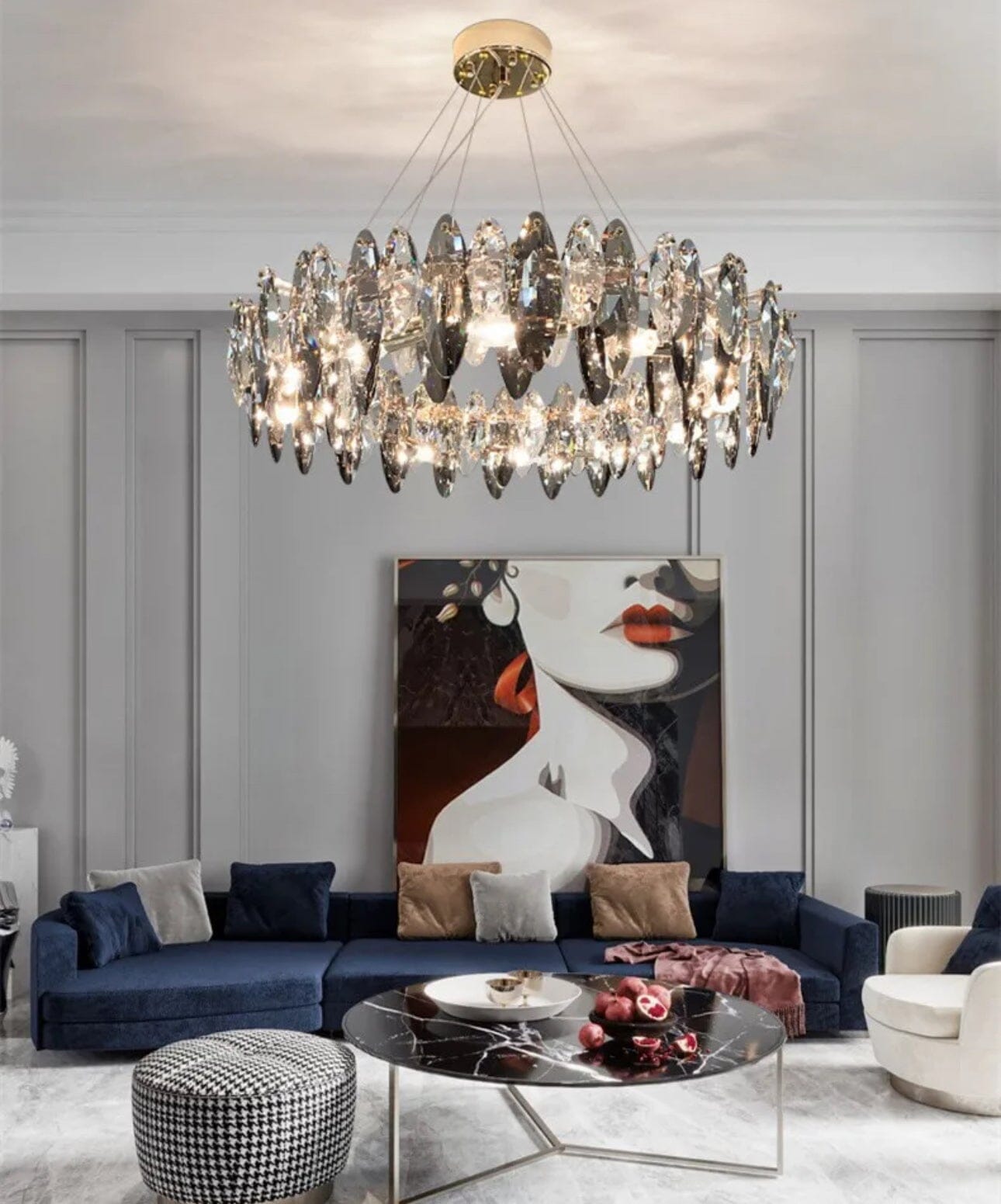 Lampadario a Foglia di Cristallo Nordico Aurelia dalla Collezione Lumen
