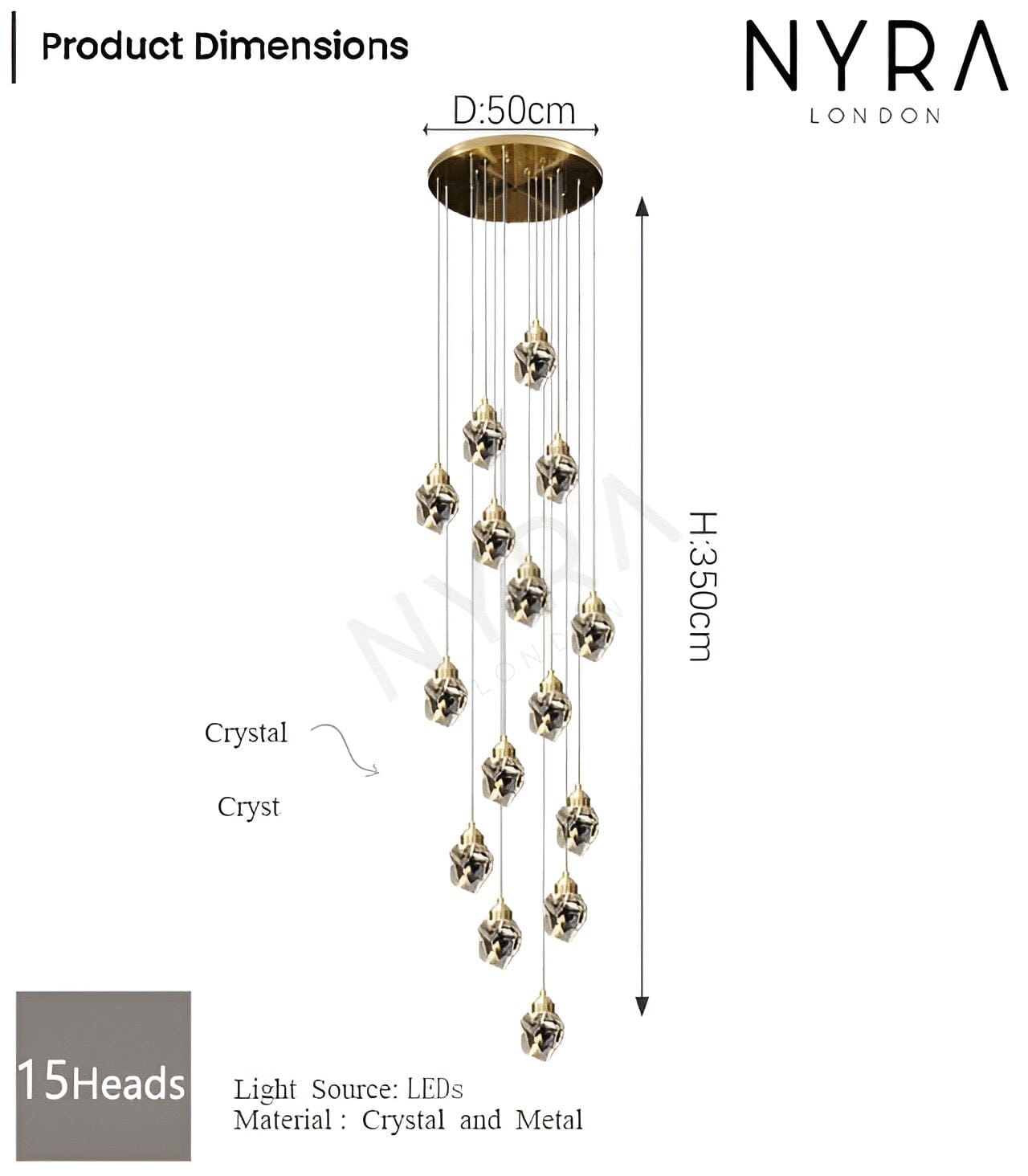 Lustre en Cristal Lyra avec Élégance Inspirée du Diamant