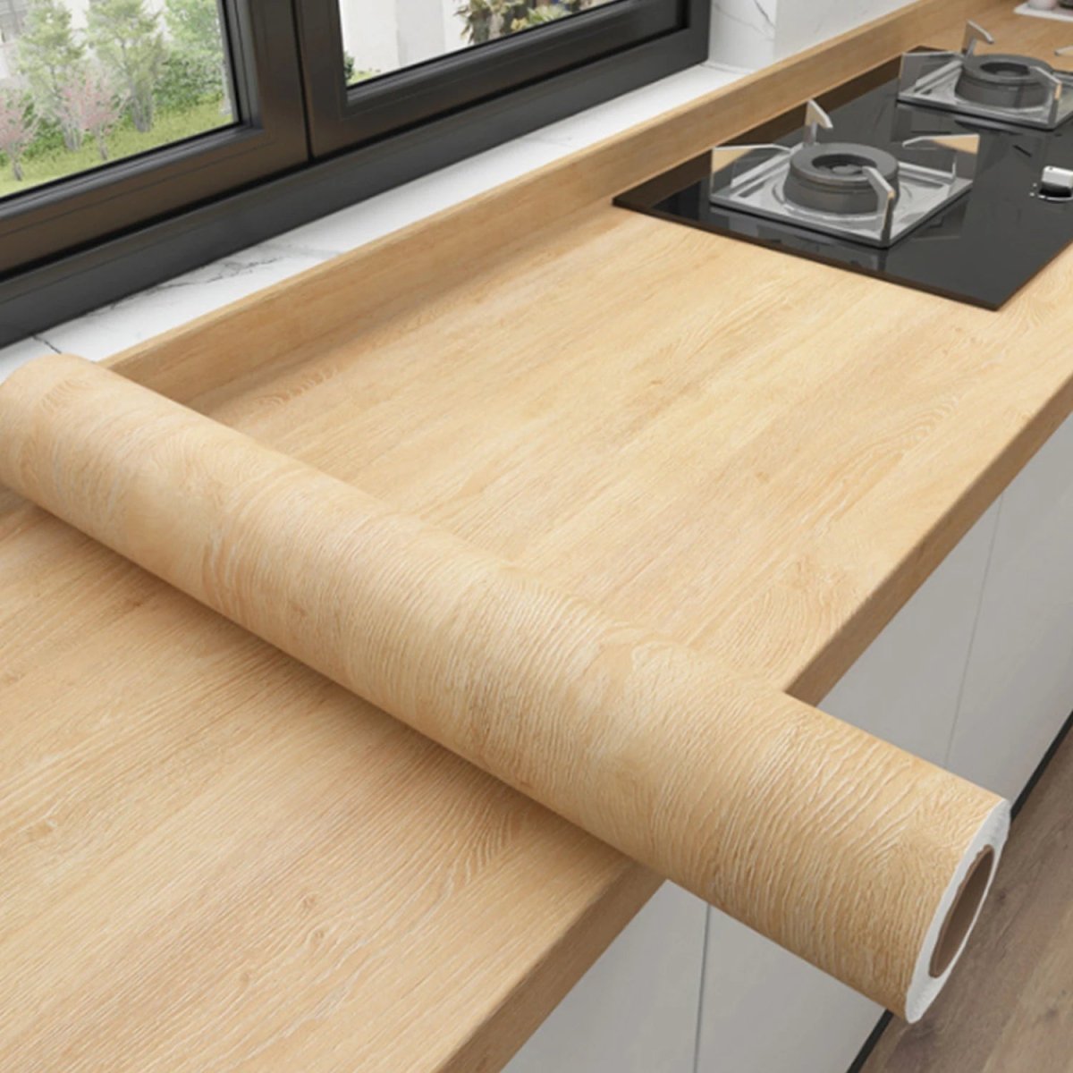UrbanFlex Zwart Houtlook Zelfklevend Behang voor Moderne Interieurs