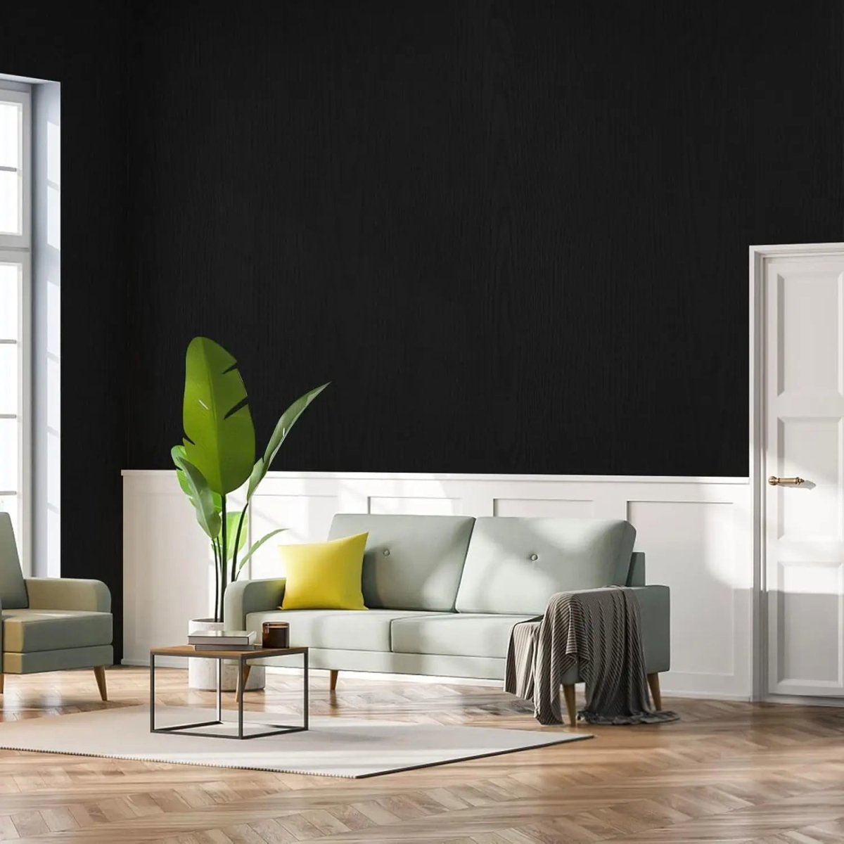 UrbanFlex Zwart Houtlook Zelfklevend Behang voor Moderne Interieurs