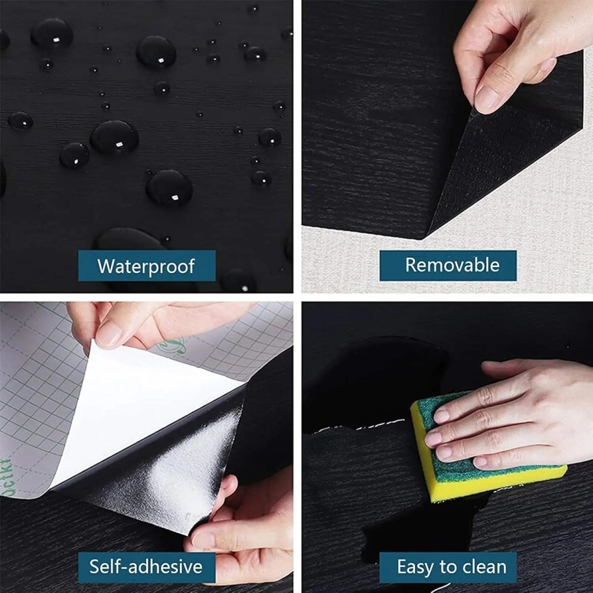 UrbanFlex Zwart Houtlook Zelfklevend Behang voor Moderne Interieurs