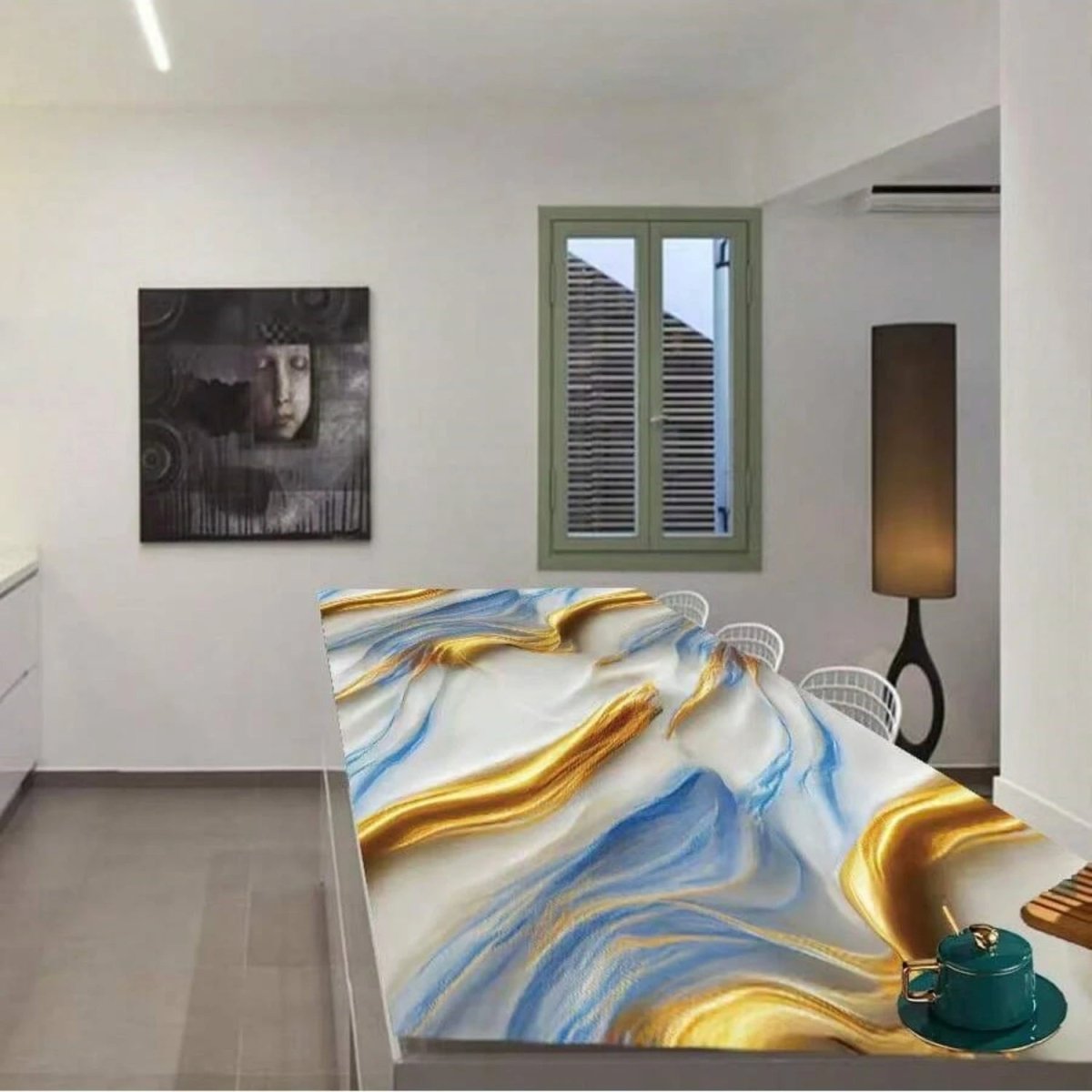 Papier peint marbré NovaShield en aluminium pour cuisines et salles de bains, résistant à l'eau, pour bricoleurs