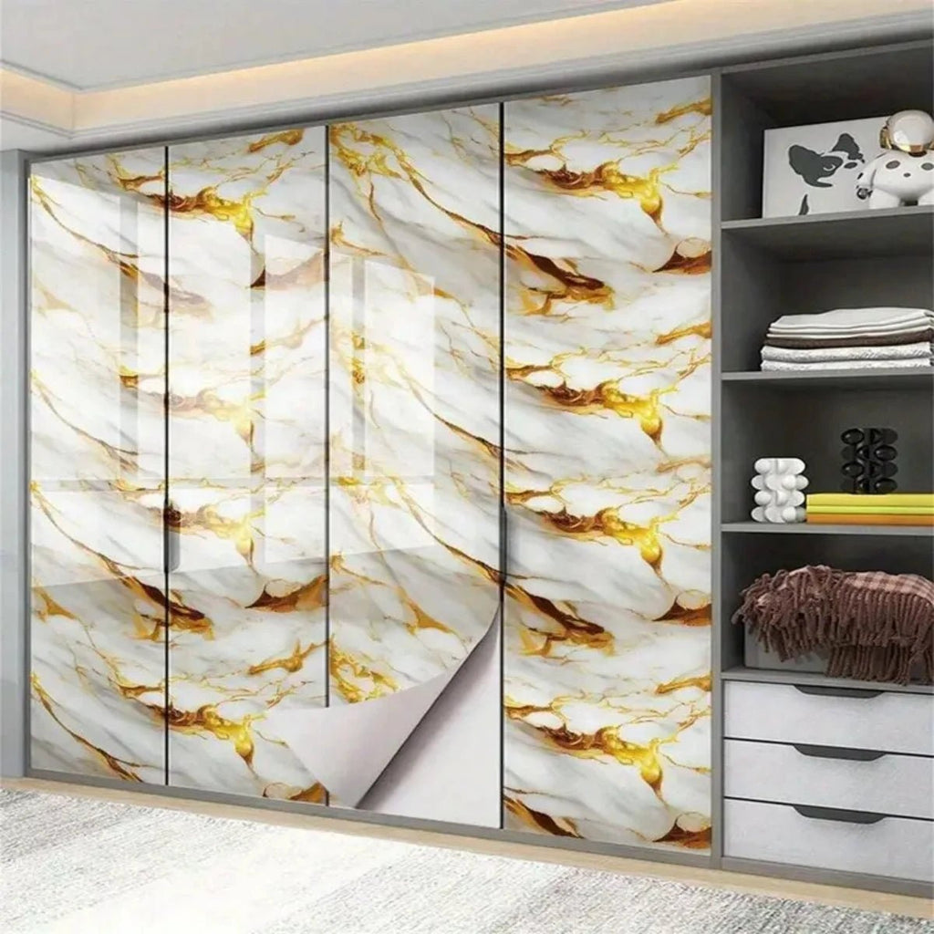 Papier peint marbré NovaShield en aluminium pour cuisines et salles de bains, résistant à l'eau, pour bricoleurs
