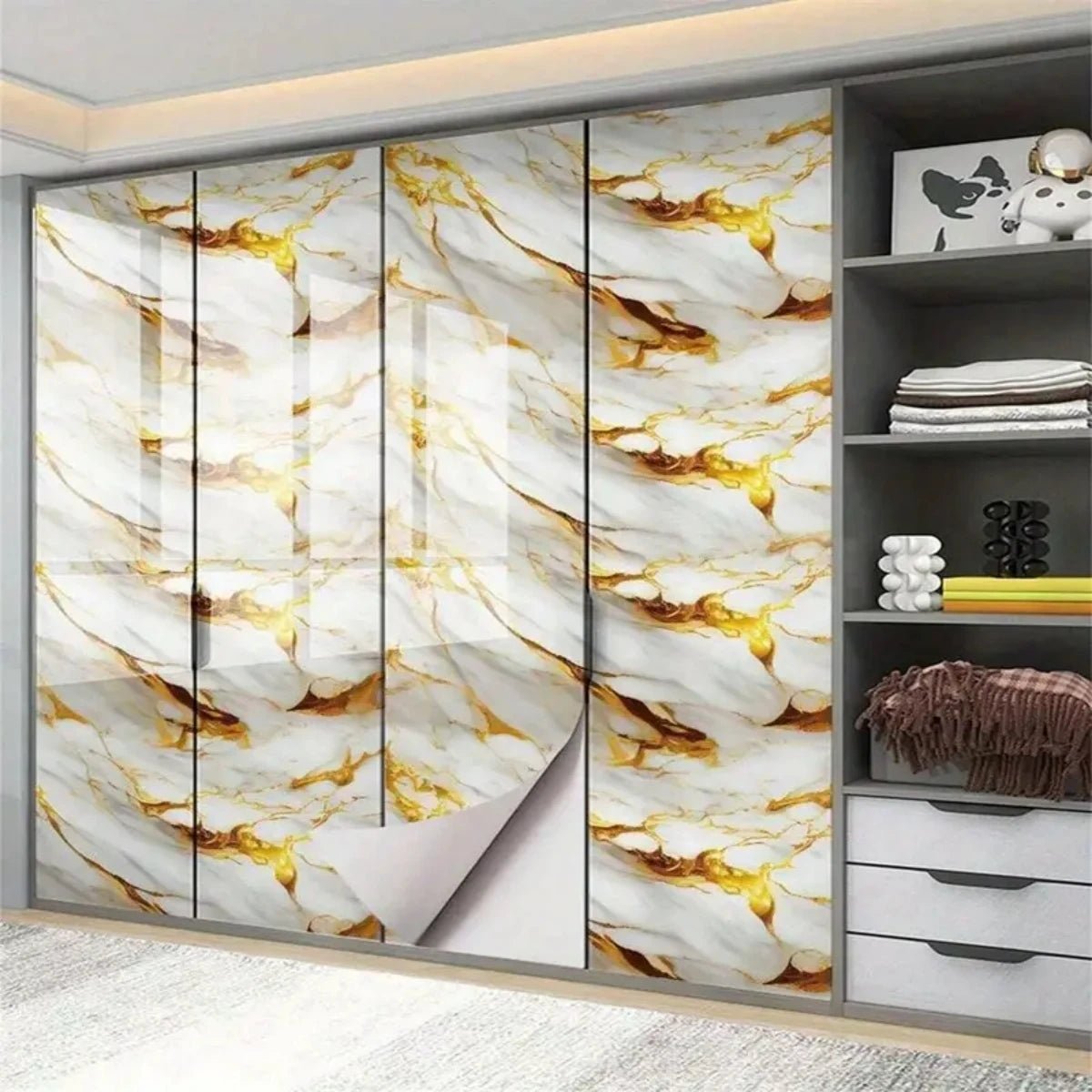Papier peint marbré NovaShield en aluminium pour cuisines et salles de bains, résistant à l'eau, pour bricoleurs