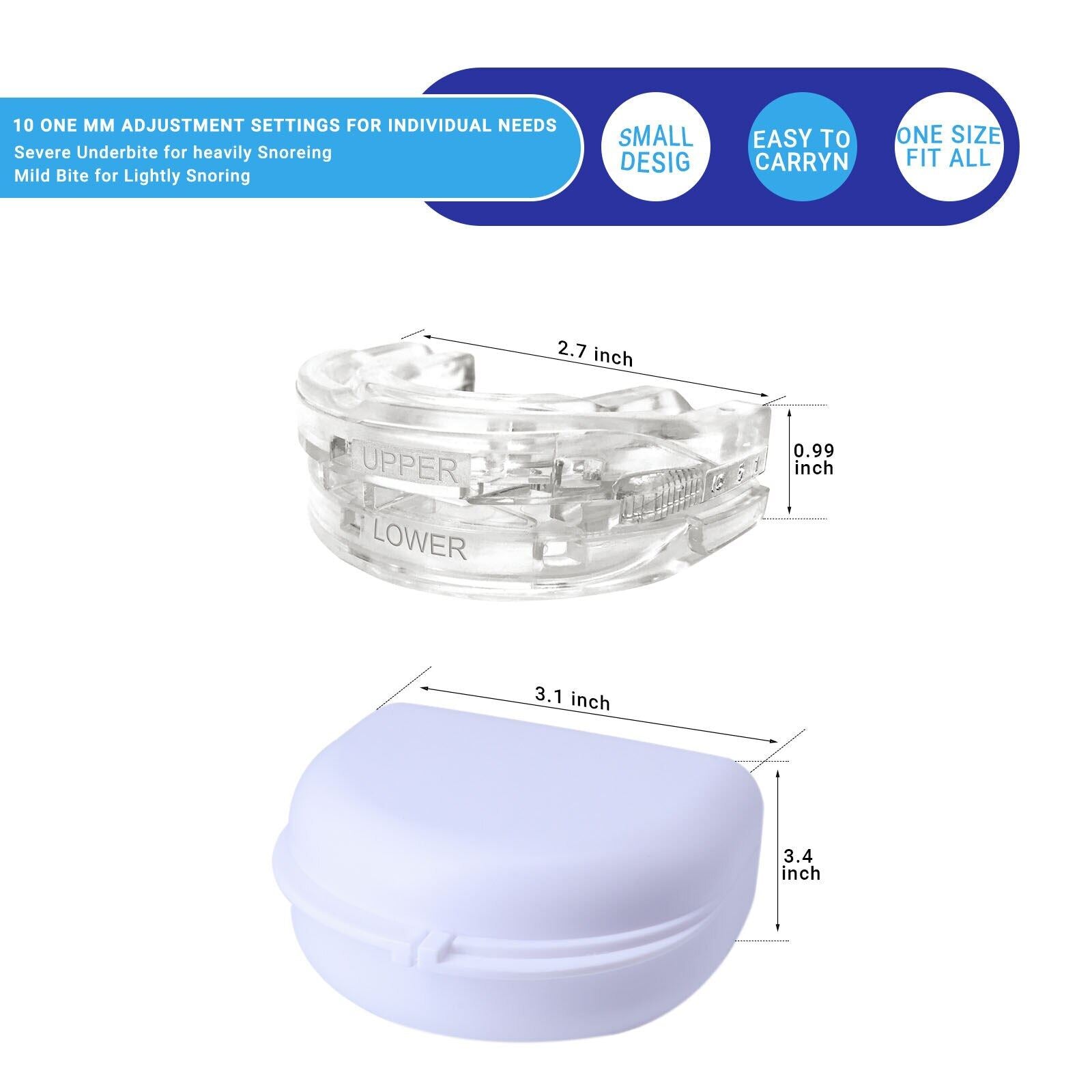 Protector Antironquidos de Silicona RestEase con Estuche de Viaje para Dormir Toda la Noche