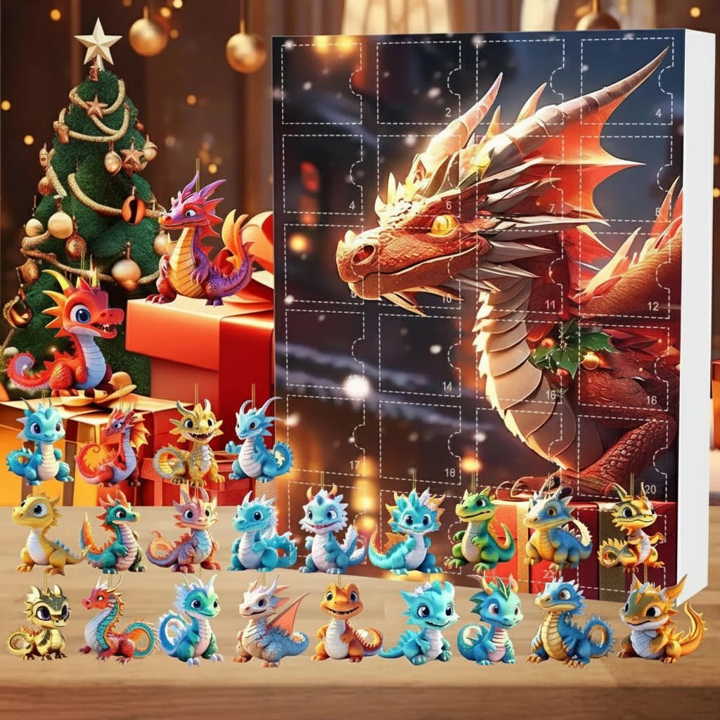 DragonRealm adventskalender med 24 samleobjekter for barn