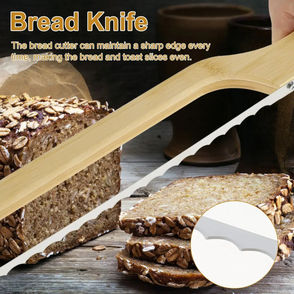Cuchillo dentado para pan con mango de madera y hoja de acero inoxidable para un corte fácil