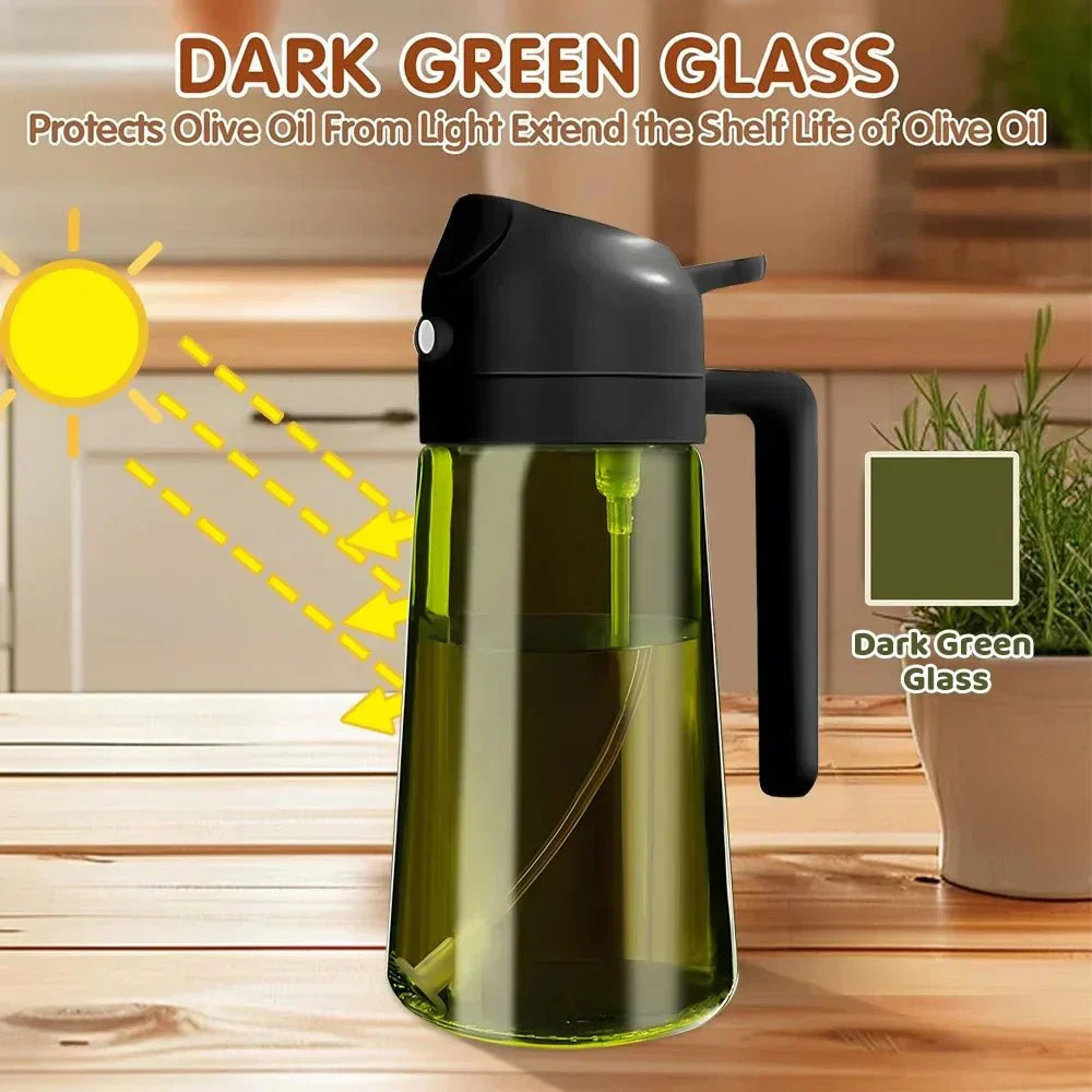 VerdantFlow Dark Green Glass Oil Sprayer For Precise Healthy Cooking At Home