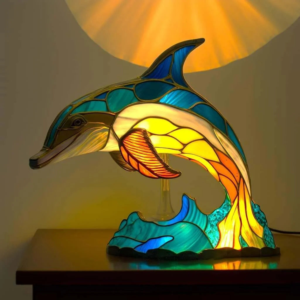 Stained Glass Animal Lamp Ornament For Home Decor And Shelf Display
