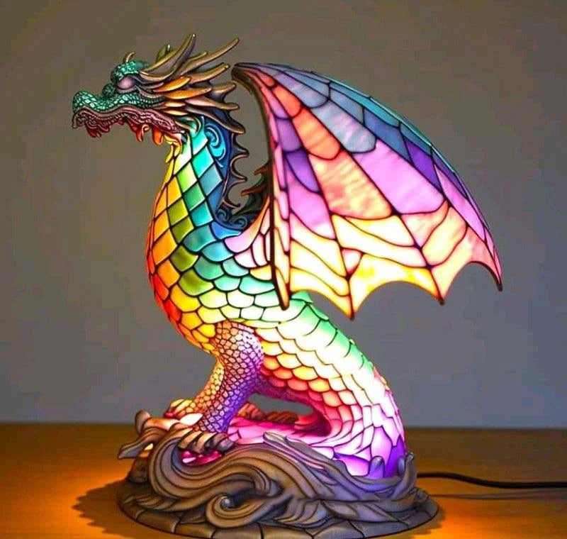 Stained Glass Animal Lamp Ornament For Home Decor And Shelf Display