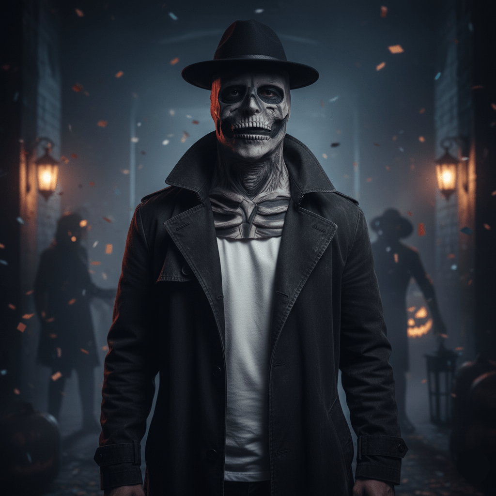 Skeletrix Realistic Skull Mask With Hat for Scary Events