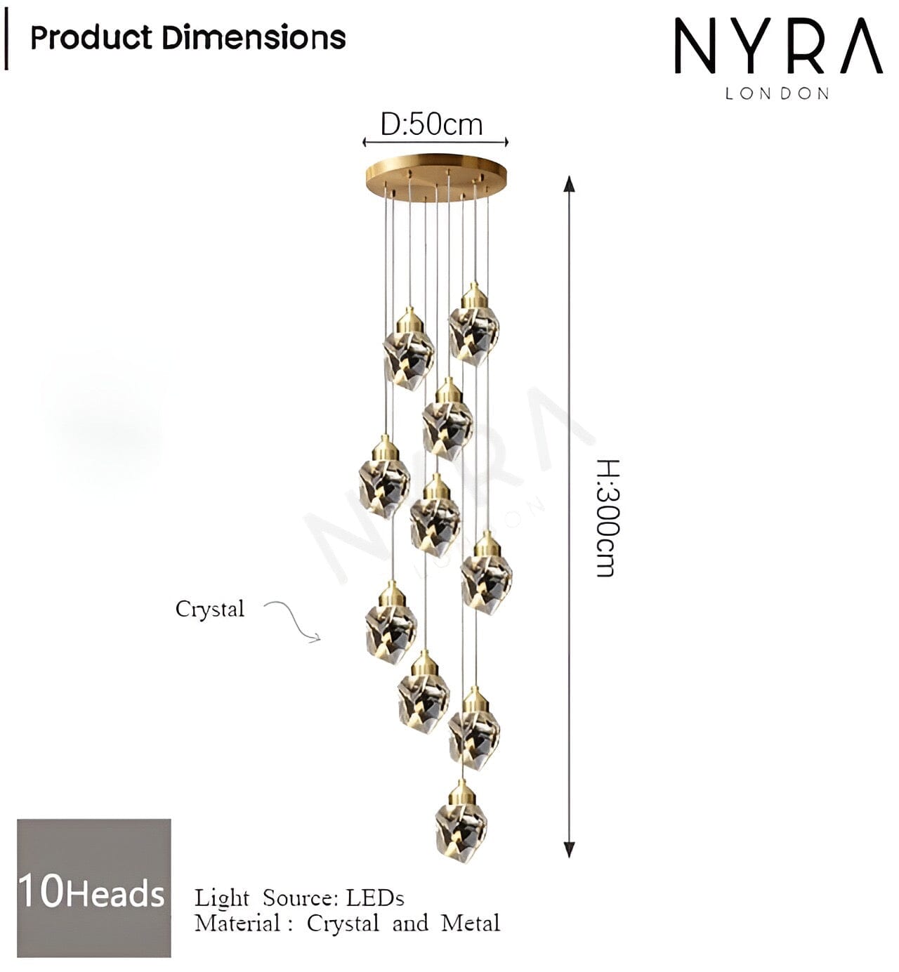 Lustre en Cristal Lyra avec Élégance Inspirée du Diamant