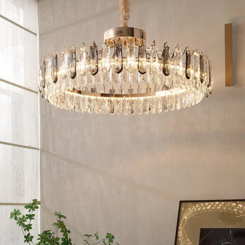 LumaAura krystalltaklampe med gull- eller kromfinish for moderne rom