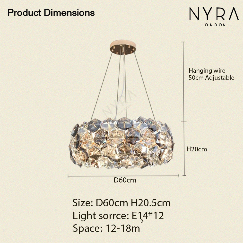 Candelabru Aurora Crystal cu cristale gri fum și oțel inoxidabil