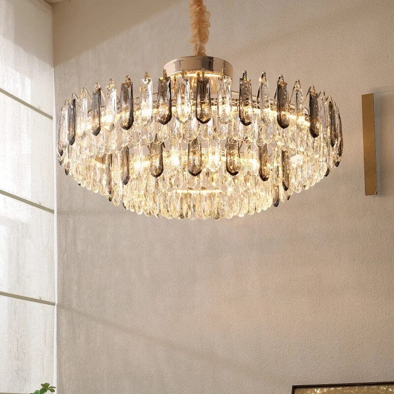 LumaAura krystalltaklampe med gull- eller kromfinish for moderne rom