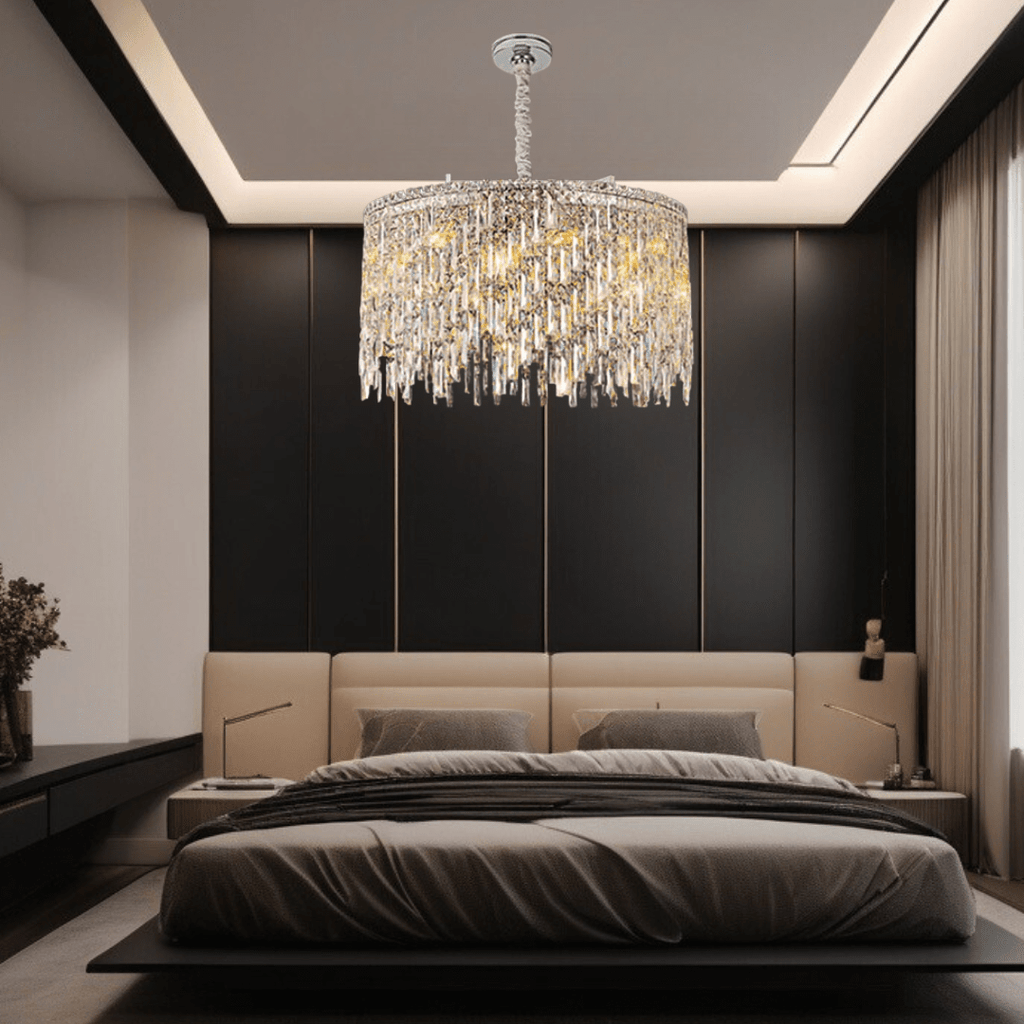Candelabru Elara Cristal cu Cristale K9 și Lumină Caldă