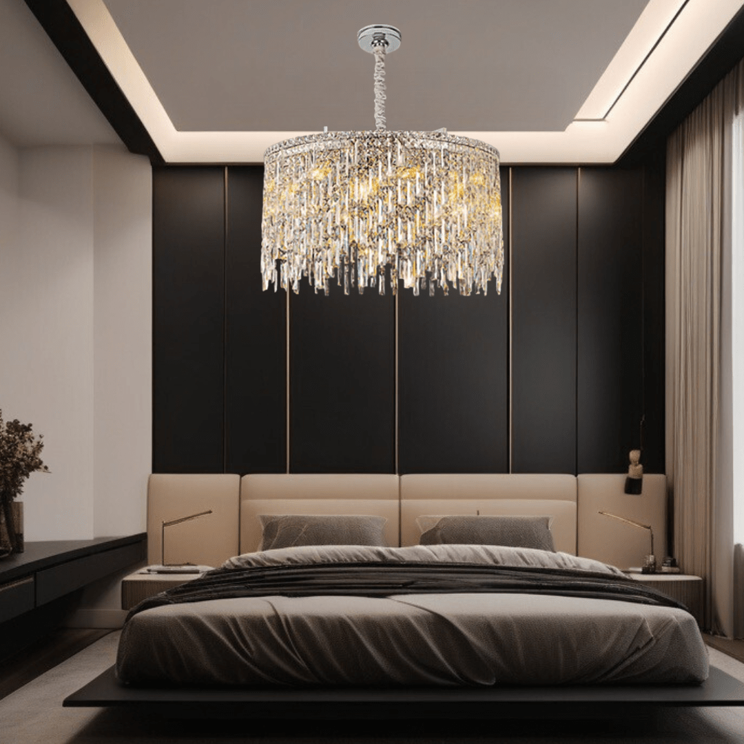 Candelabru Elara Cristal cu Cristale K9 și Lumină Caldă
