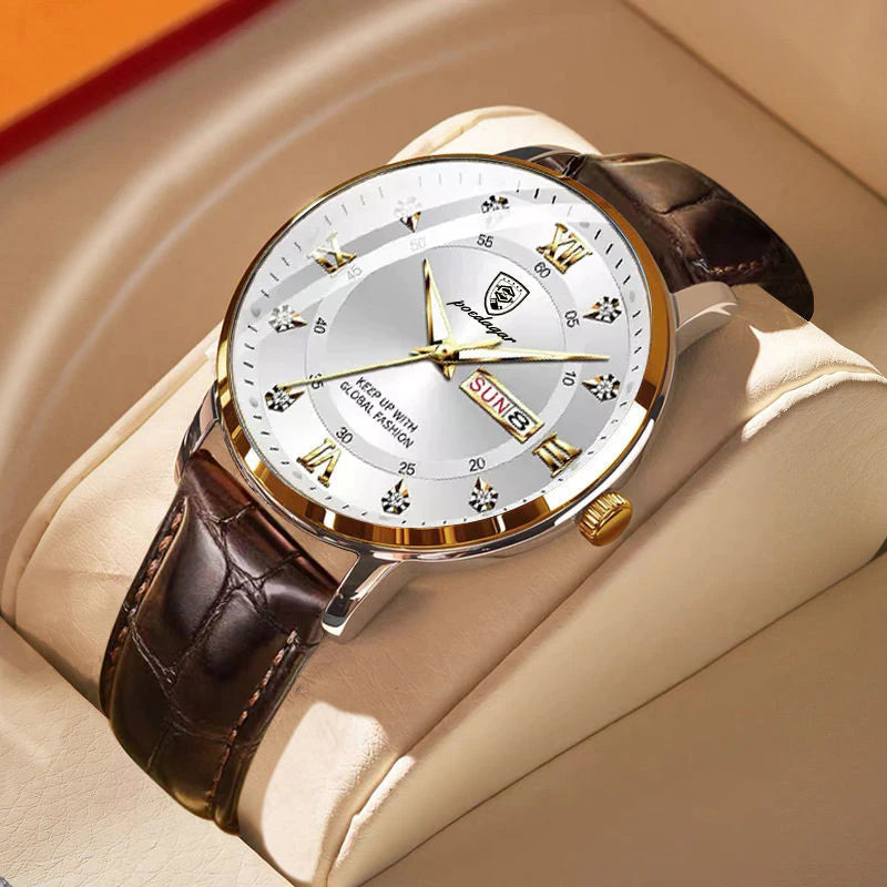 Orologio da uomo luminoso impermeabile in acciaio inox per uso quotidiano