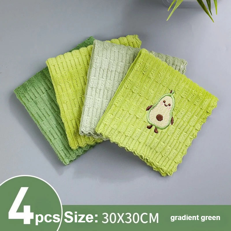 Avokitch Eco Friendly Dish Towels With Avocado Print Set Of 4 Highly Absorbent