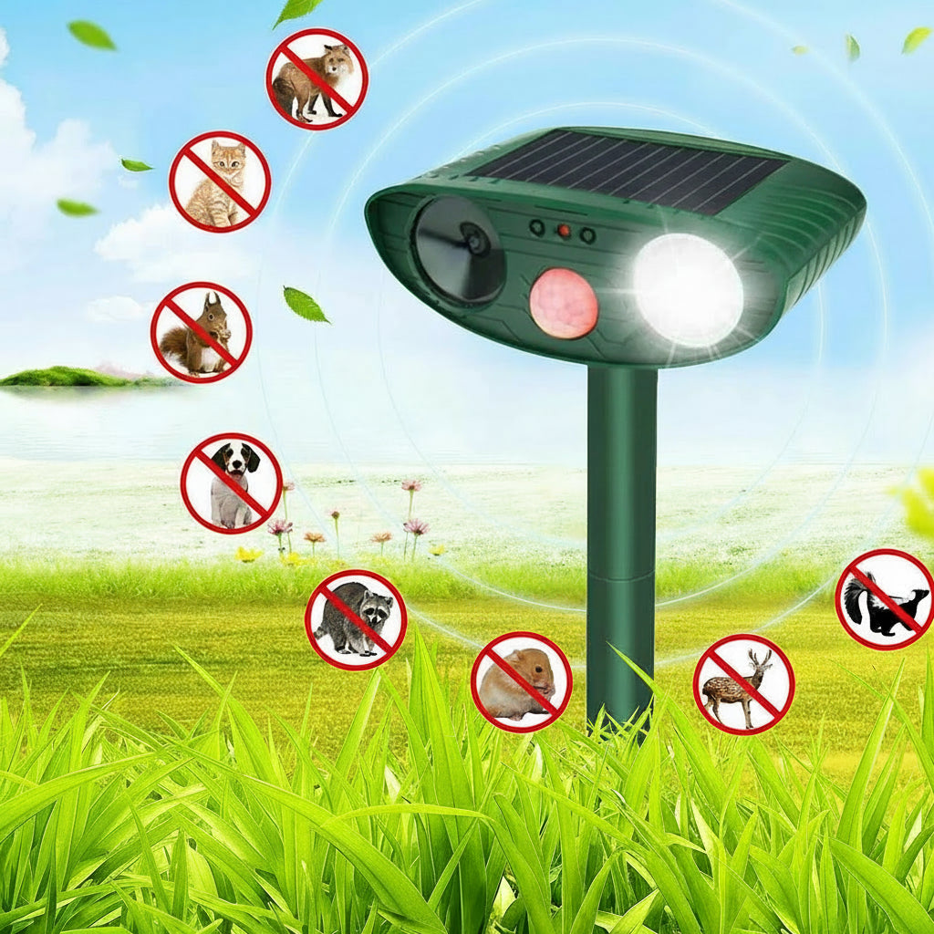 Gardawave Solar Powered Motion Sensor Ultrasonic Garden Deterrent