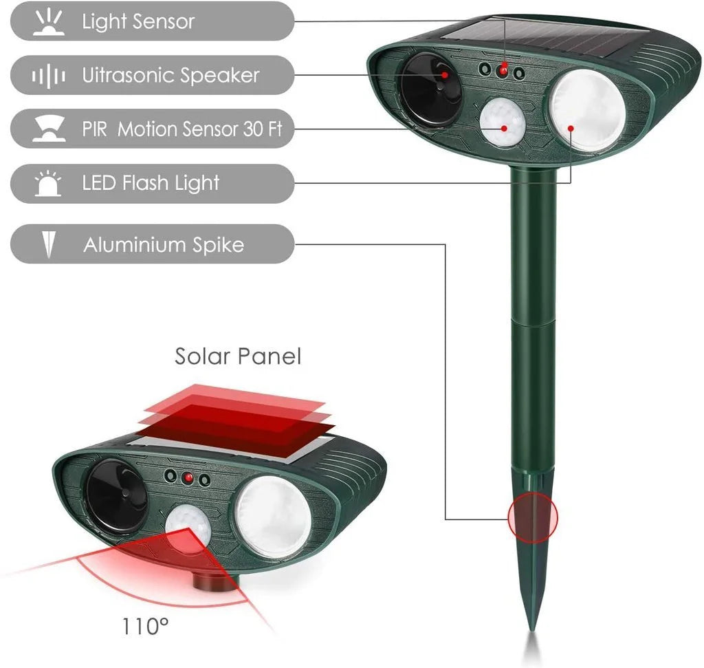 Gardawave Solar Powered Motion Sensor Ultrasonic Garden Deterrent