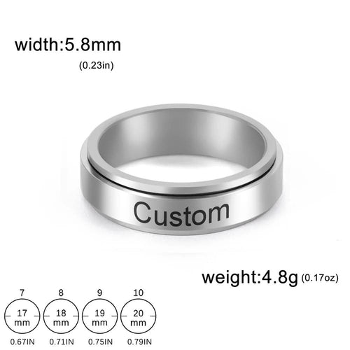 Anillo Giratorio de Acero Inoxidable AuroraForge con Grabado para Parejas