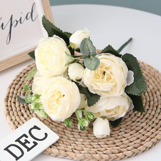 Elegant Peony Flower Arrangement For Home Decor In Premium Nonwoven Fabric