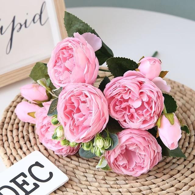 Elegant Peony Flower Arrangement For Home Decor In Premium Nonwoven Fabric