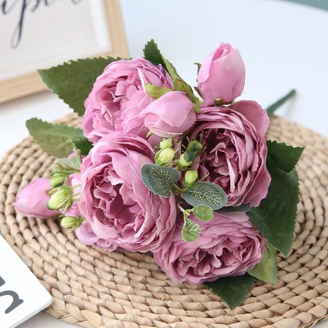 Elegant Peony Flower Arrangement For Home Decor In Premium Nonwoven Fabric
