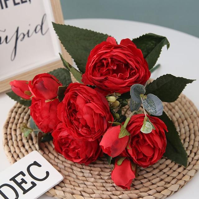 Elegant Peony Flower Arrangement For Home Decor In Premium Nonwoven Fabric