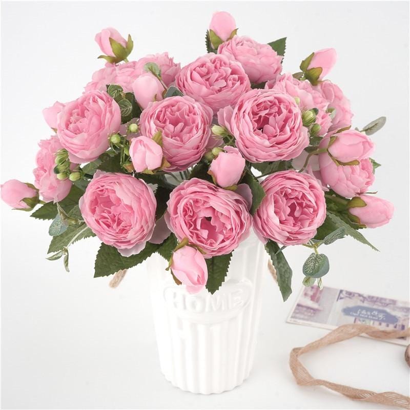 Elegant Peony Flower Arrangement For Home Decor In Premium Nonwoven Fabric