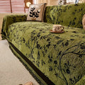 Ormel Floral Chenille Cover For Sofa With Tassel Edging
