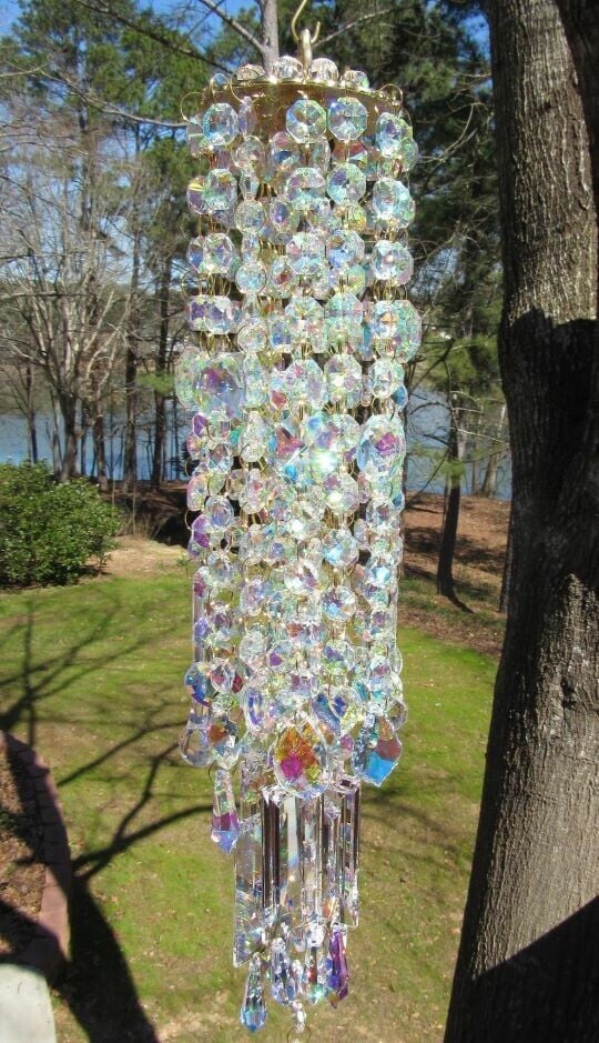 HarmonyGleam Crystal Wind Chime For Serene Garden Decor And Outdoor Ambience