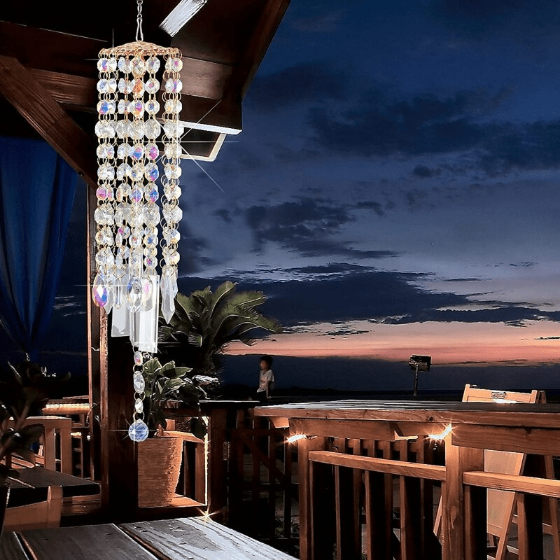 HarmonyGleam Crystal Wind Chime For Serene Garden Decor And Outdoor Ambience