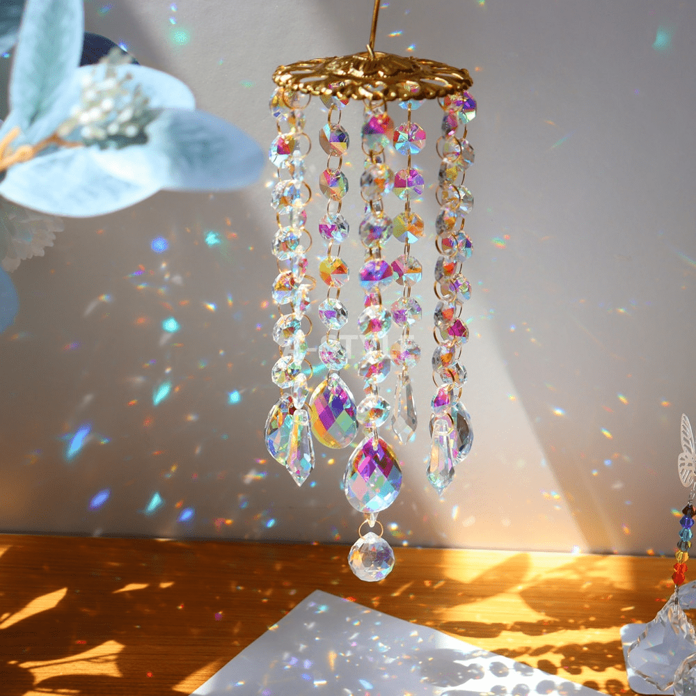 HarmonyGleam Crystal Wind Chime For Serene Garden Decor And Outdoor Ambience