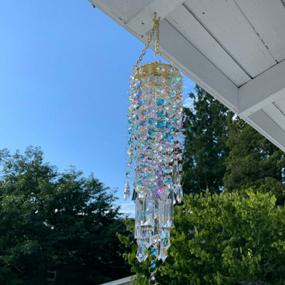 HarmonyGleam Crystal Wind Chime For Serene Garden Decor And Outdoor Ambience