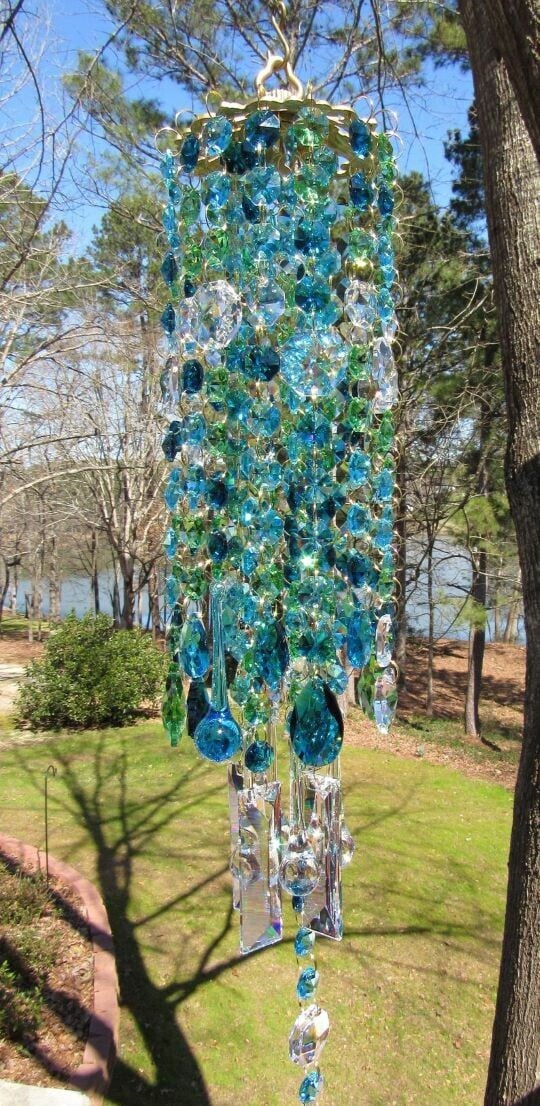 HarmonyGleam Crystal Wind Chime For Serene Garden Decor And Outdoor Ambience
