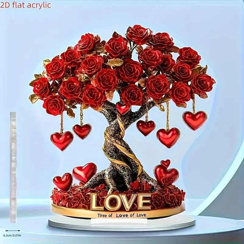 Copacel Everlume Gem Heart Crystal Rose cu trandafiri sclipitori și bază aurie, cadou