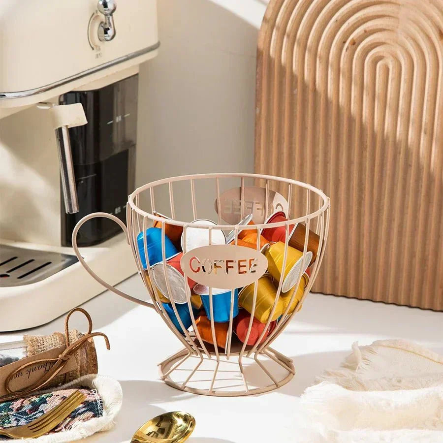 BrewNook Kompakt Dekorativ Hylde til Kaffekapsler og Godter til Kaffeelskere