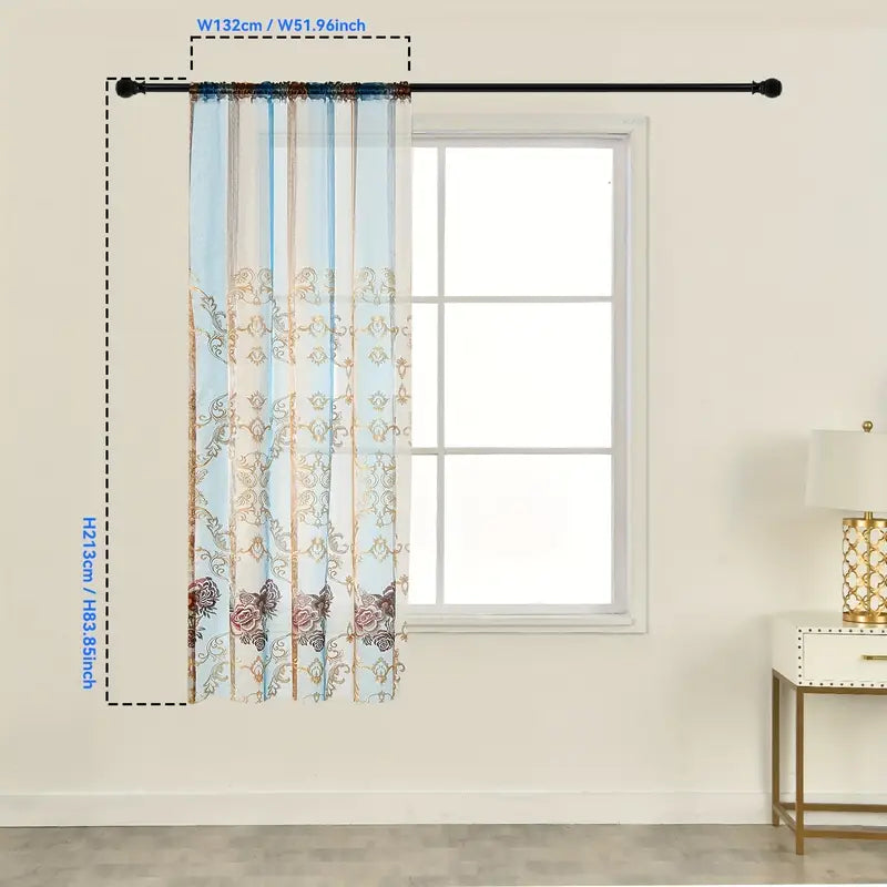 VintageLux Floral Sheer Curtains With Jacquard For Living Room Windows