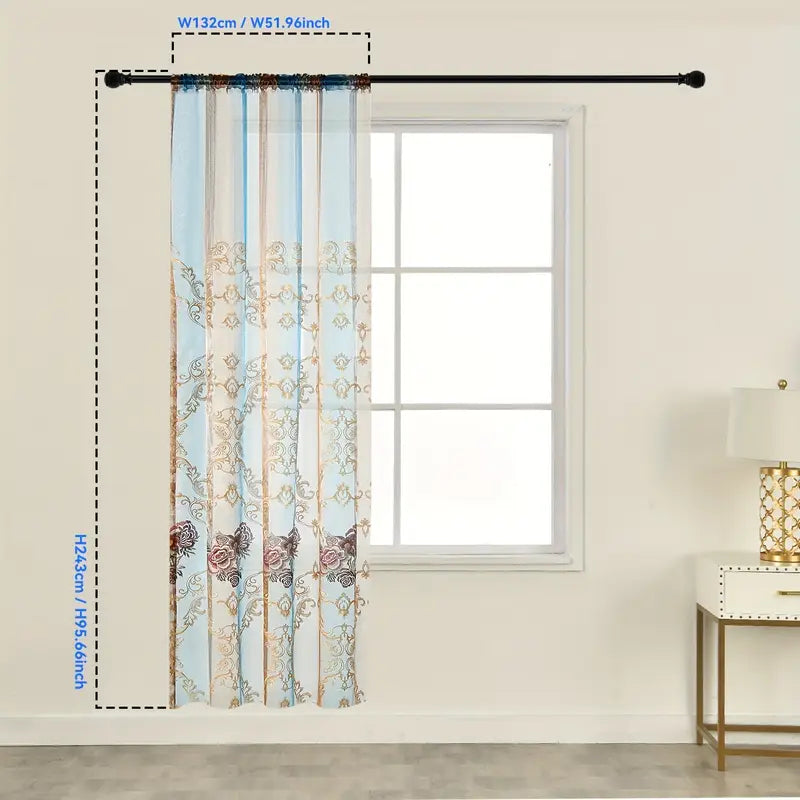 VintageLux Floral Sheer Curtains With Jacquard For Living Room Windows