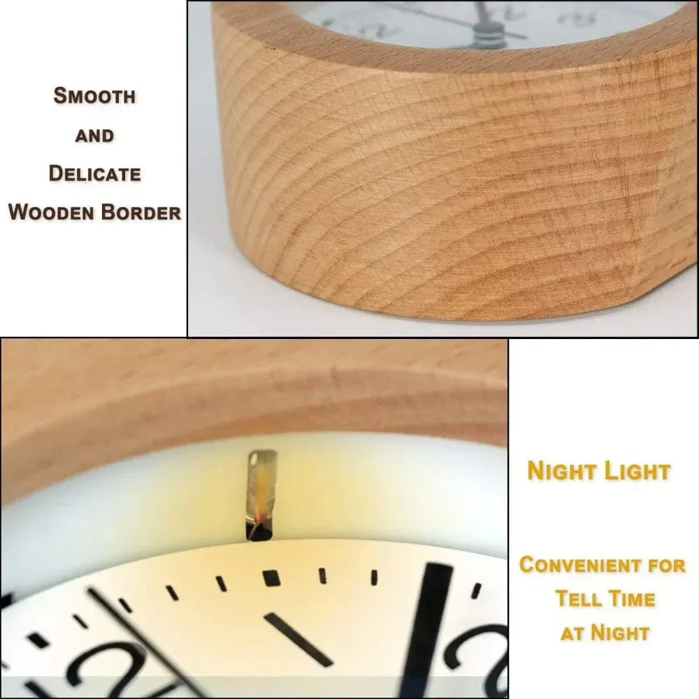 Réveil silencieux TimberGlow pour table de chevet et chambre