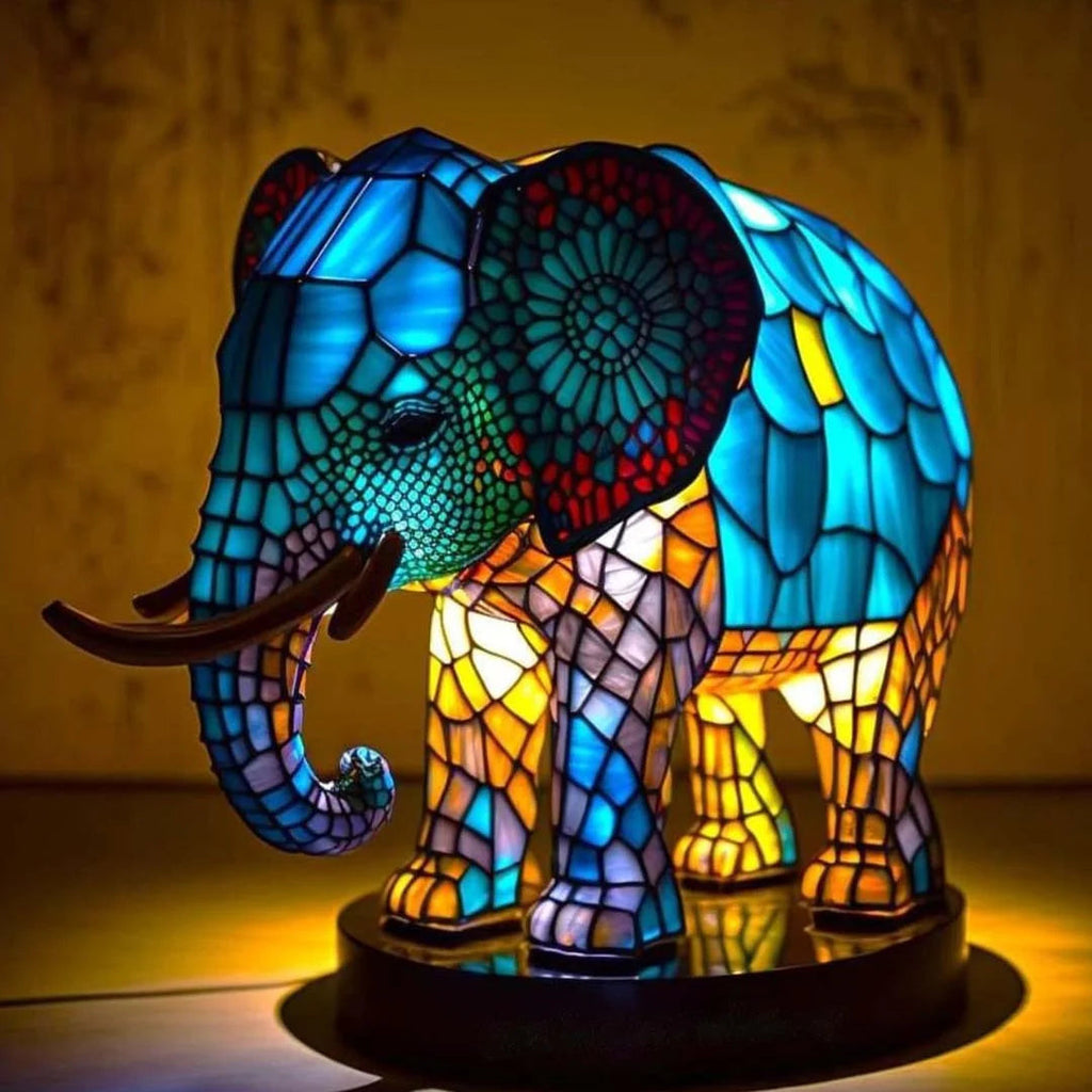 Stained Glass Animal Lamp Ornament For Home Decor And Shelf Display