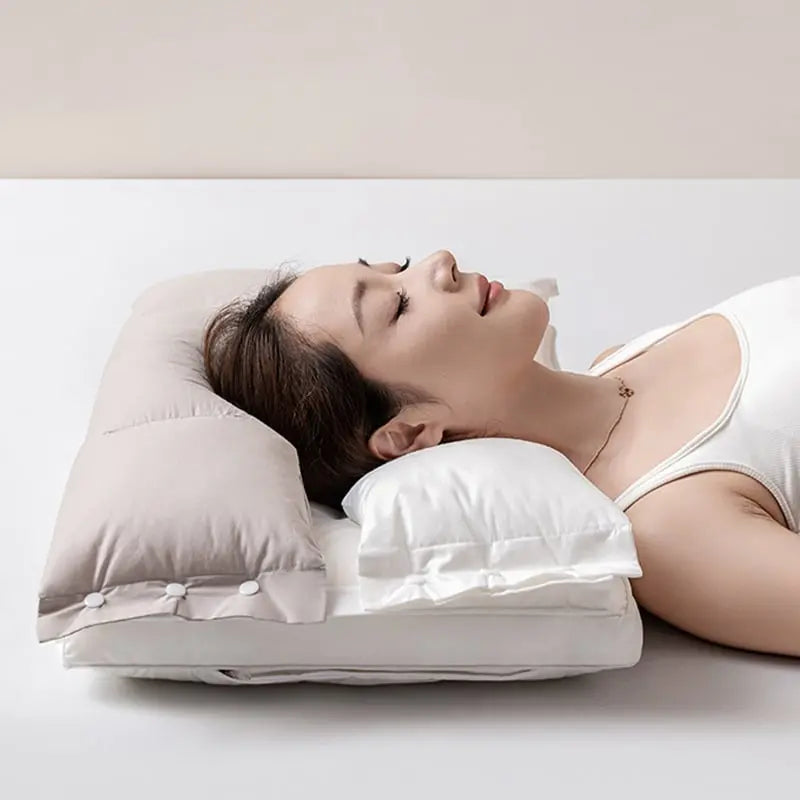Almohada ergonómica para el cuello de dos capas con altura ajustable para soporte