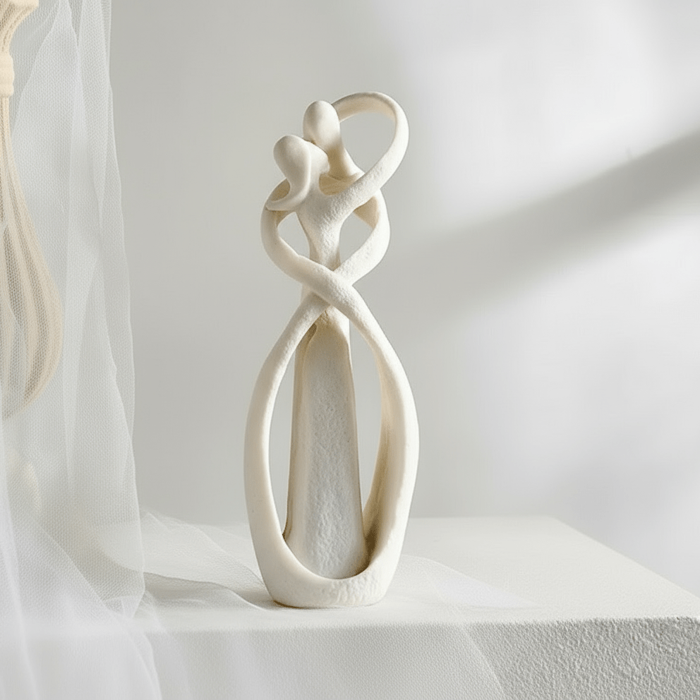 Eternal Embrace-skulptur: Abstrakt tidløs kjærlighetsdekor for romantiske hjem